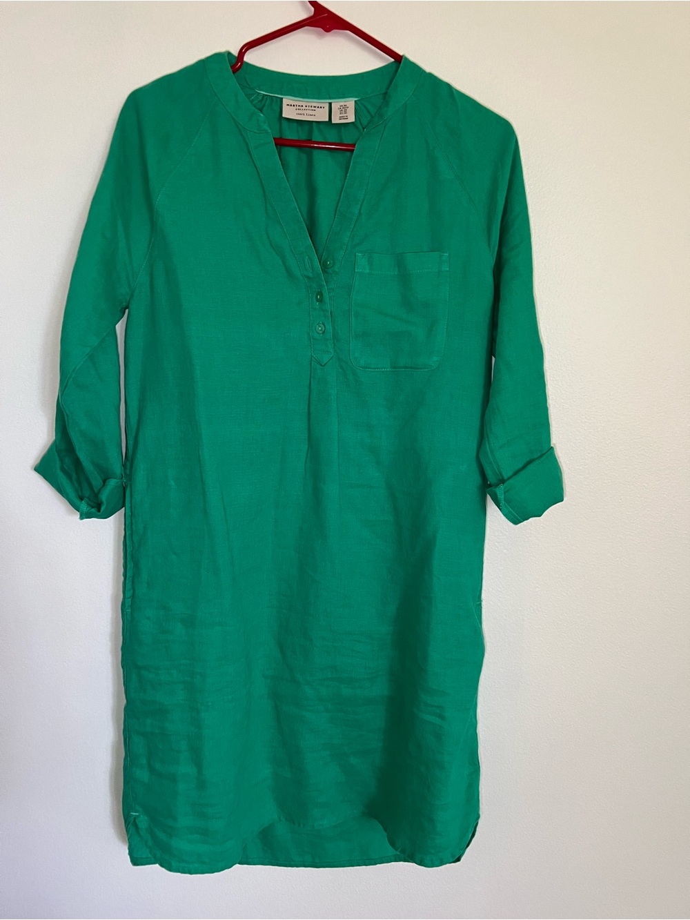 Linen Shirt Dress Martha Stewart Green size XS